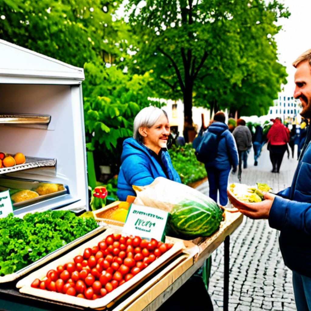 호혜적 교환 시스템의 디지털 플랫폼 비교 - Foodsharing Community**
A brightly lit, inviting image showcasing a community foodsharing event in ...