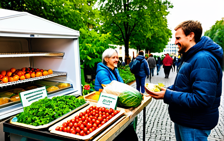 호혜적 교환 시스템의 디지털 플랫폼 비교 - Foodsharing Community**
A brightly lit, inviting image showcasing a community foodsharing event in ...