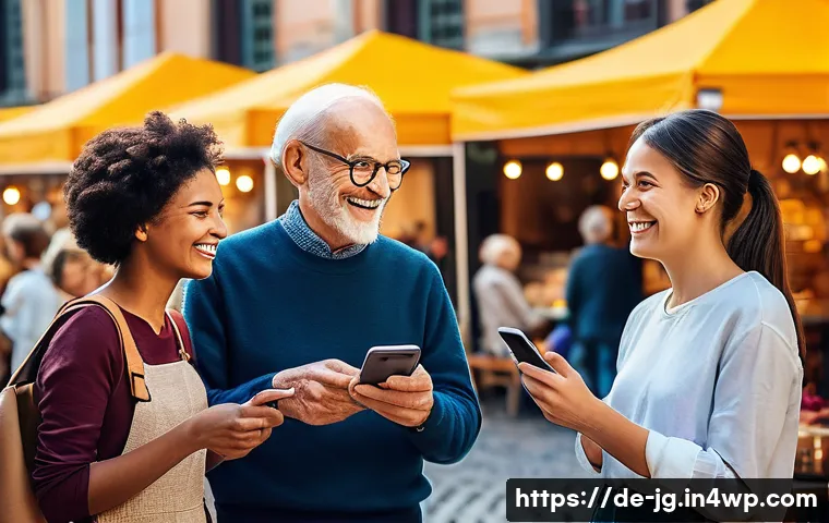 호혜적 교환 시스템의 사용자 피드백 처리 방법 - **Prompt:** A vibrant and diverse group of people, aged from young adults to seniors, engaging in fr...