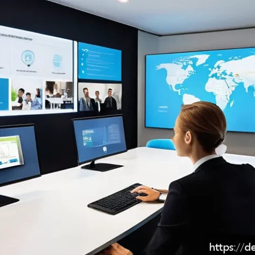 Home 30 호혜적 교환 시스템의 협업 툴 - A modern office environment showcasing a diverse team of professionals engaging actively on interact...