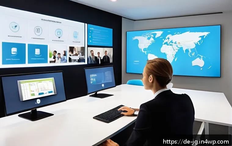 호혜적 교환 시스템의 협업 툴 - A modern office environment showcasing a diverse team of professionals engaging actively on interact...
