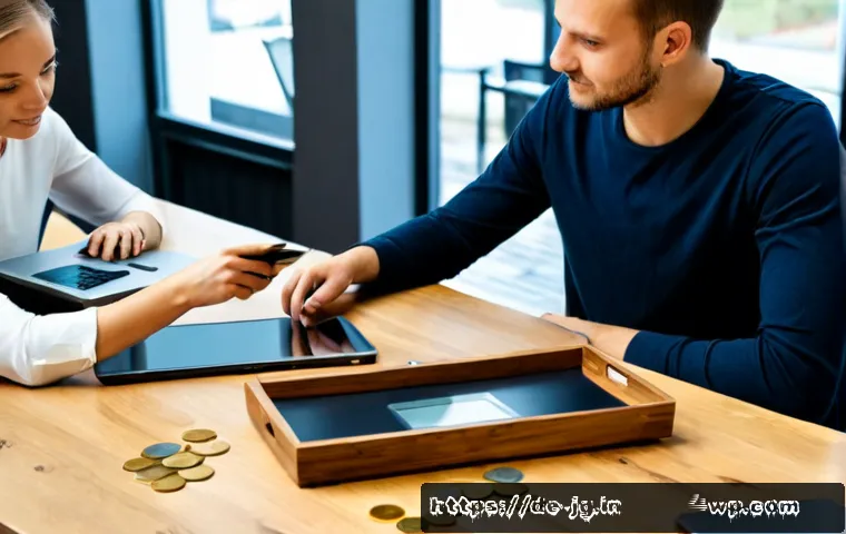 호혜적 교환 시스템의 데이터 보호 방안 - Photorealistic secure community exchange scene in a modern German co-working space, two diverse adul...